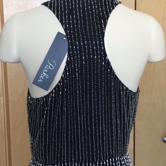 Parker Theron Beaded Racerback Wrap Formal Dres - Picture 4 of 7